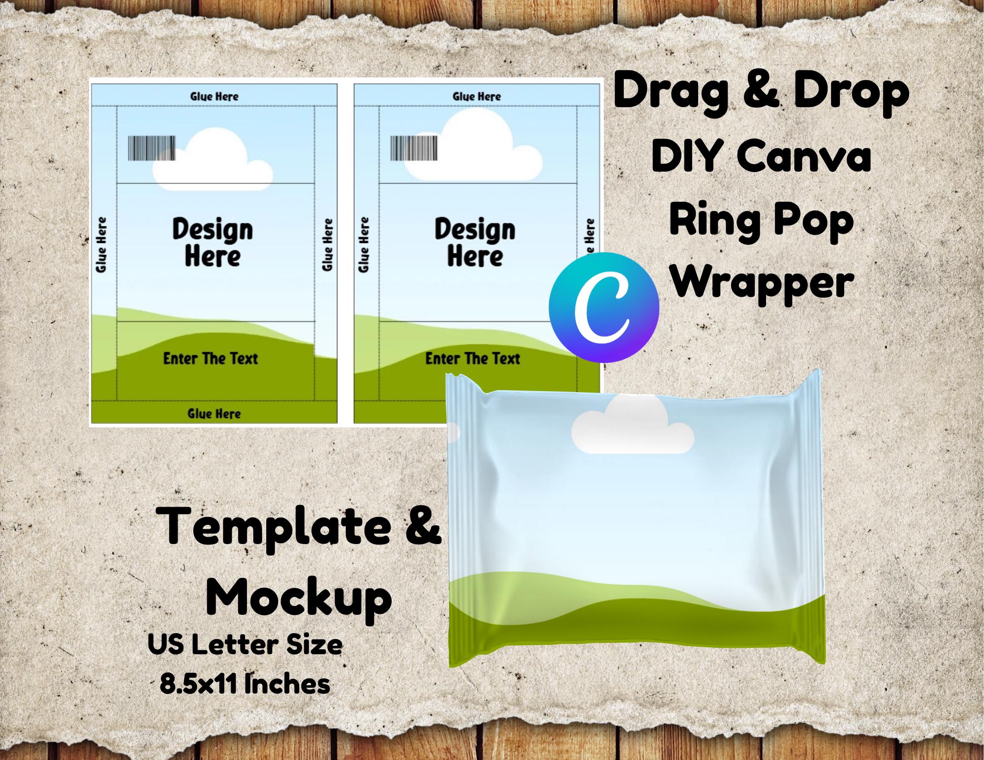 Custom Ring Pop Wrapper Template: DIY Party Favor, Canva Editable