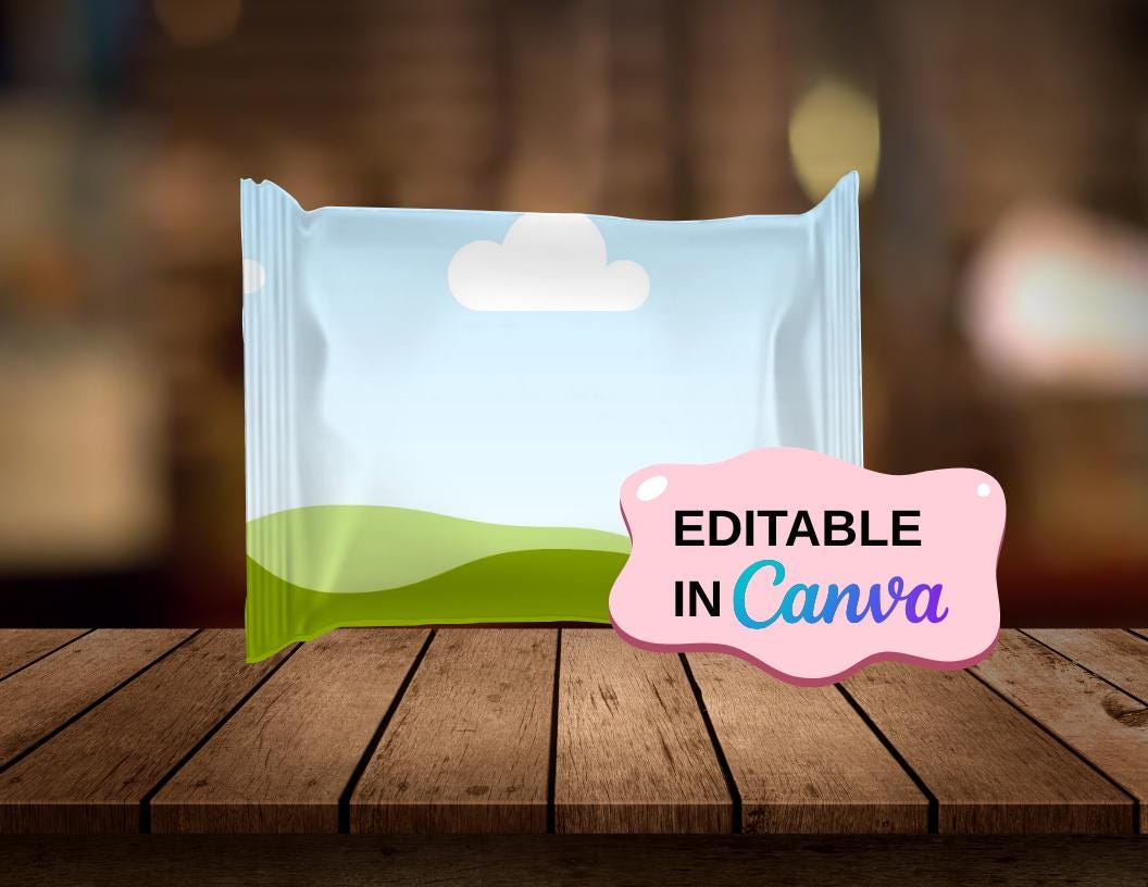 DIY Custom Snack Wrapper Template: Editable Canva Label (Digital Download)