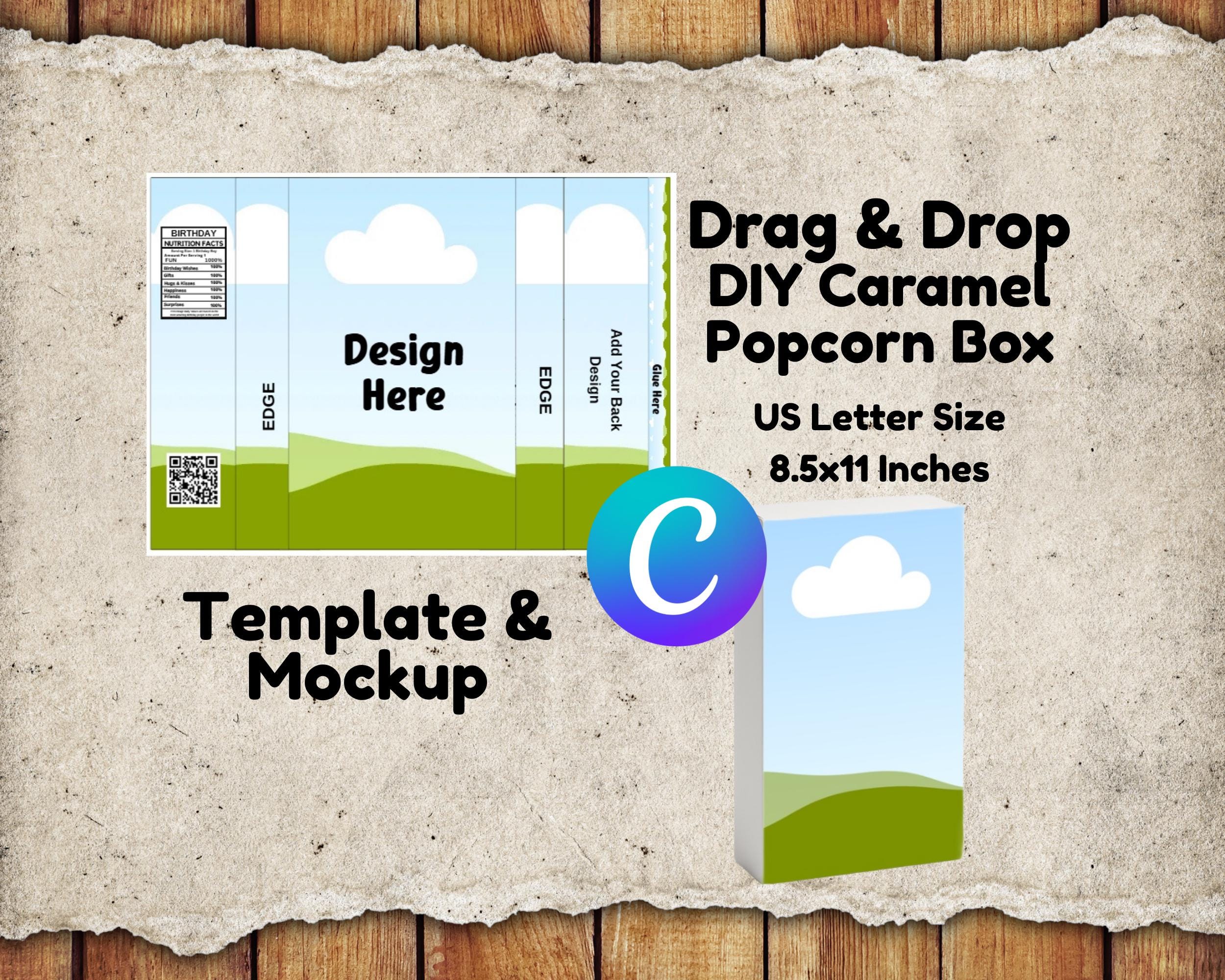DIY Caramel Popcorn Label Template: Editable Party Favor Wrapper (Digital Download, Canva Editible)