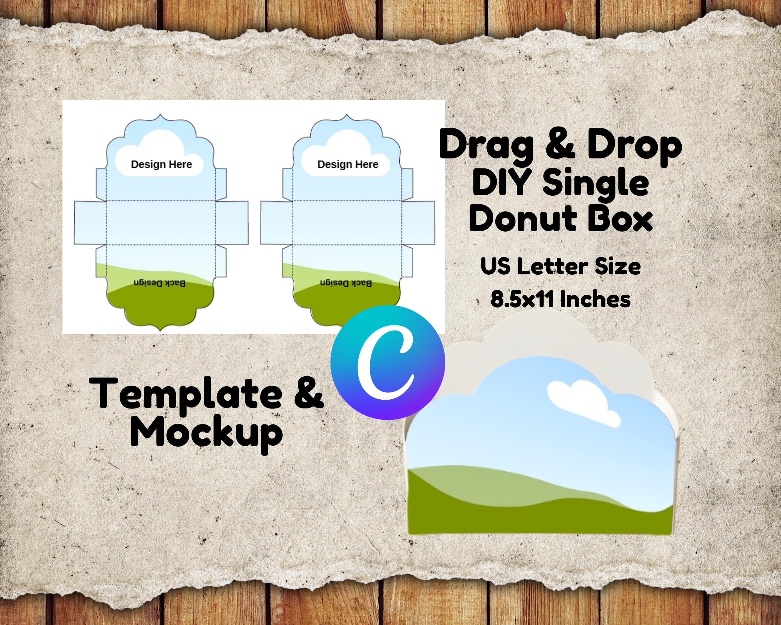 DIY Donut Box Template: Canva Editable Label Wrapper & Mockup