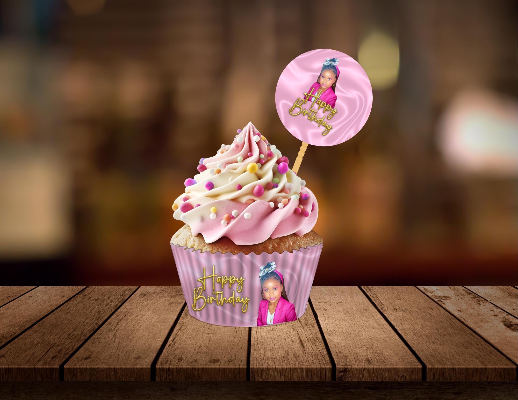 DIY Cupcake Topper and Wrapper Template: Canva Editable Donut Mockup