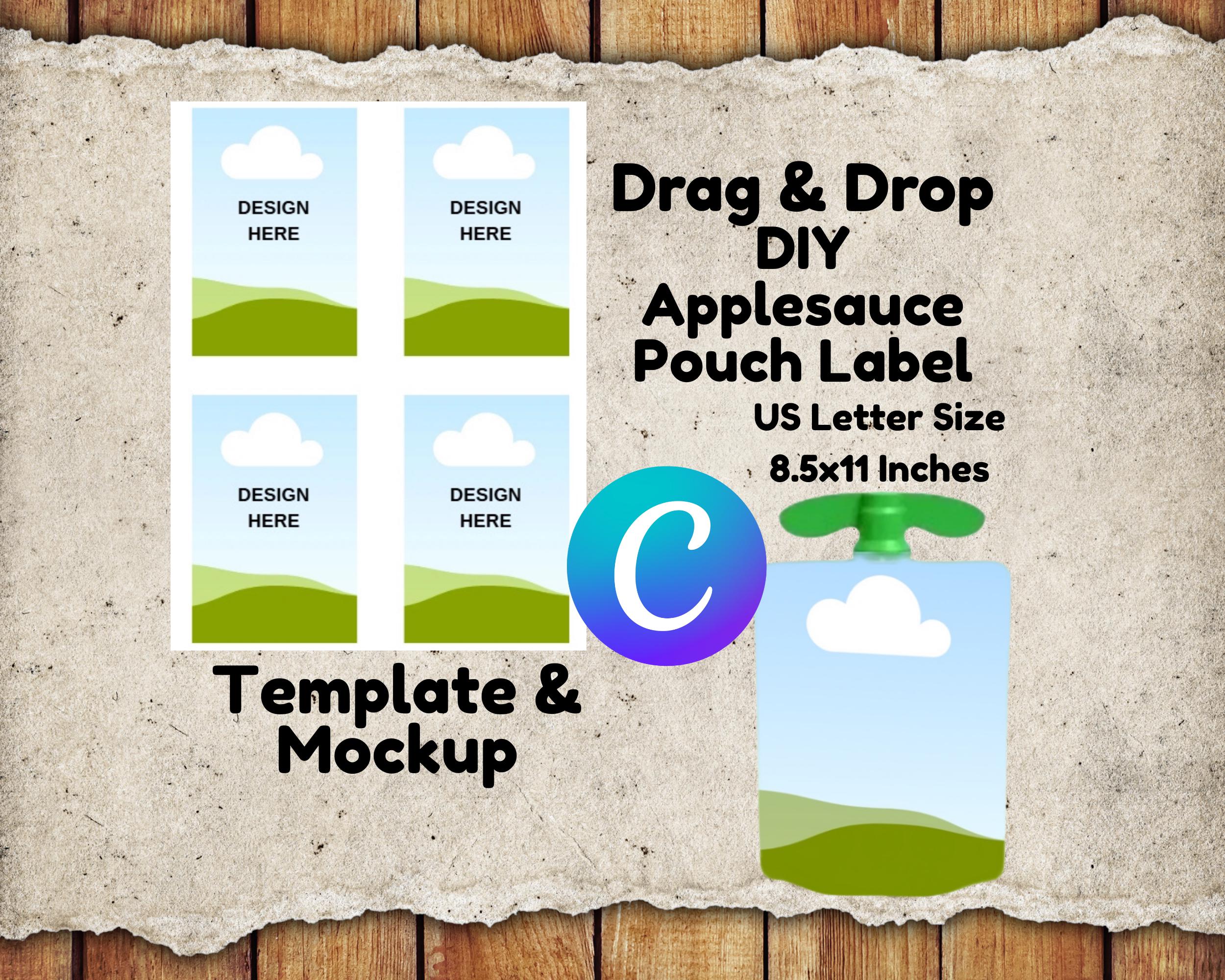 Applesauce Pouch Label Template: DIY Party Favor Wrappers (Canva Editable, Digital Download)