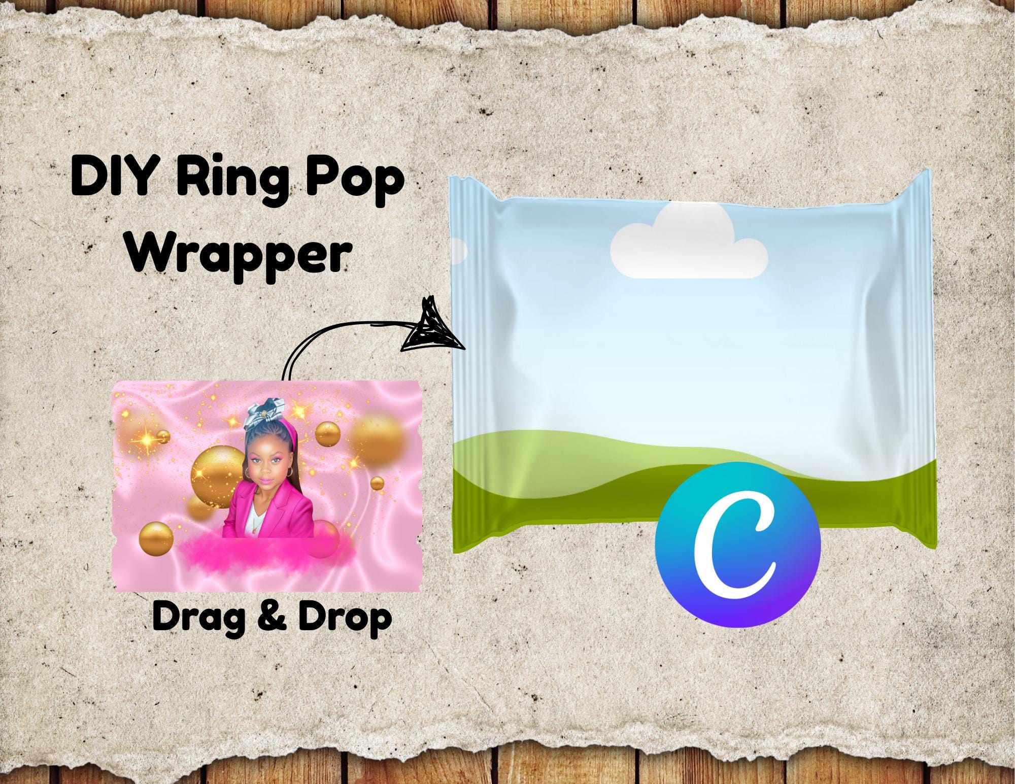 Custom Ring Pop Wrapper Template: DIY Party Favor, Canva Editable