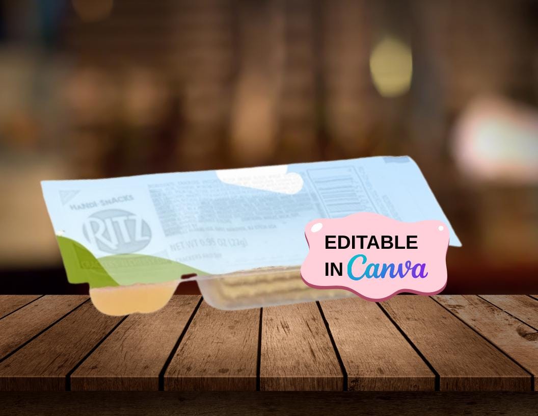 DIY Snack Wrapper Label Template: Customizable Party Favor (Canva Editable, Digital Download