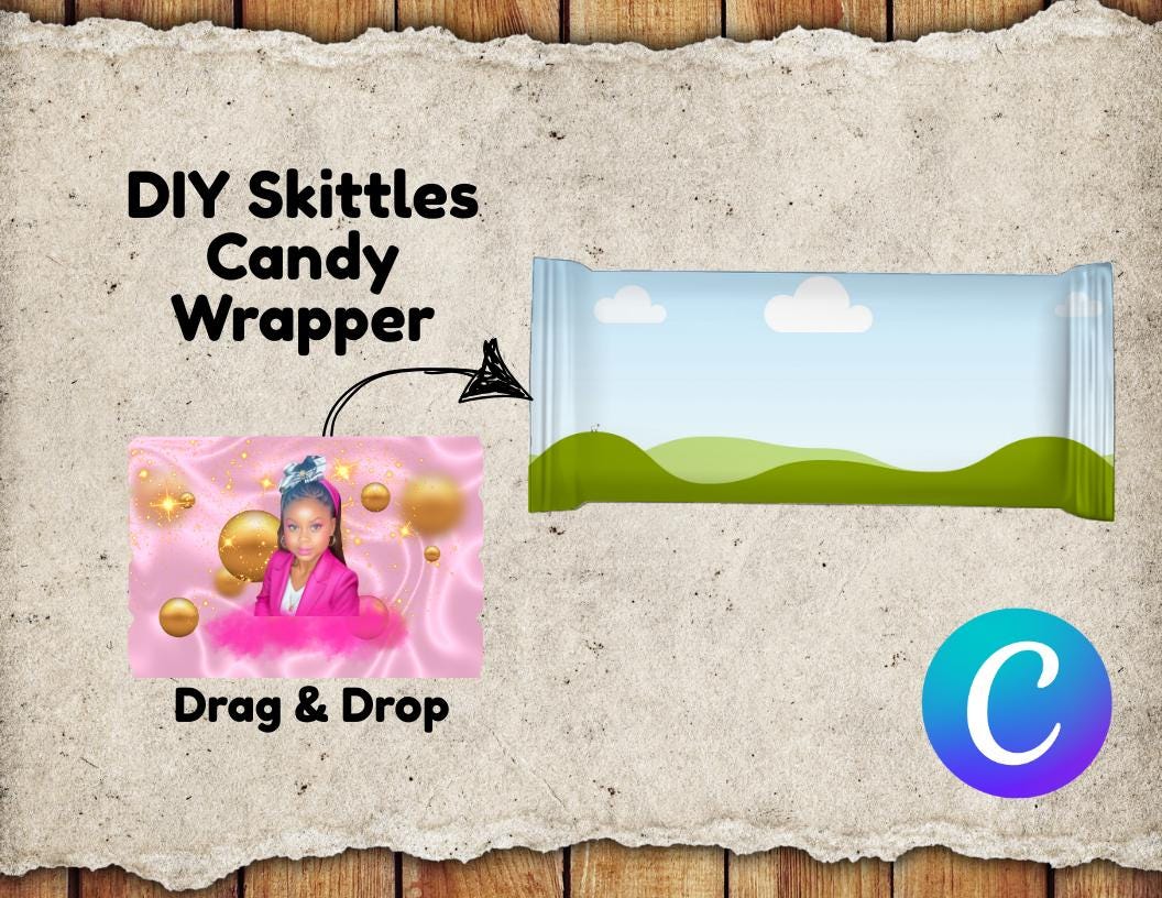 DIY Skittles Candy Wrapper Template: Editable Canva Label (Digital Download)