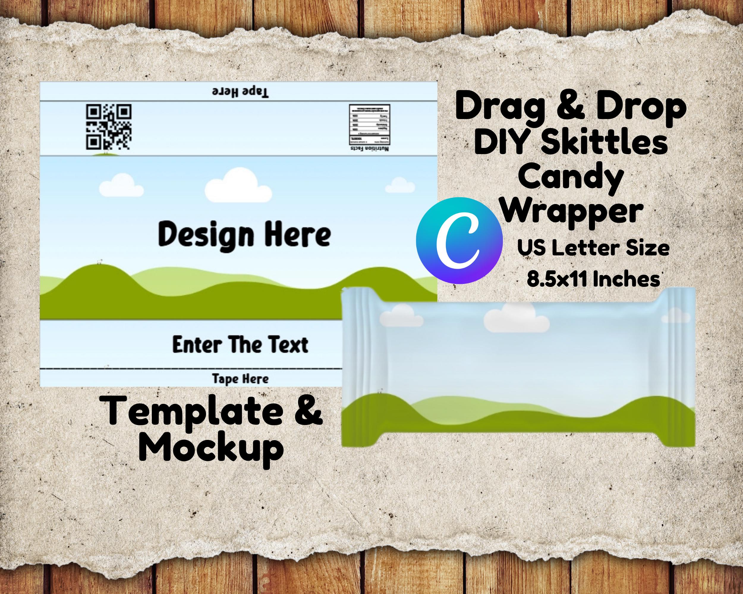 DIY Skittles Candy Wrapper Template: Editable Canva Label (Digital Download)