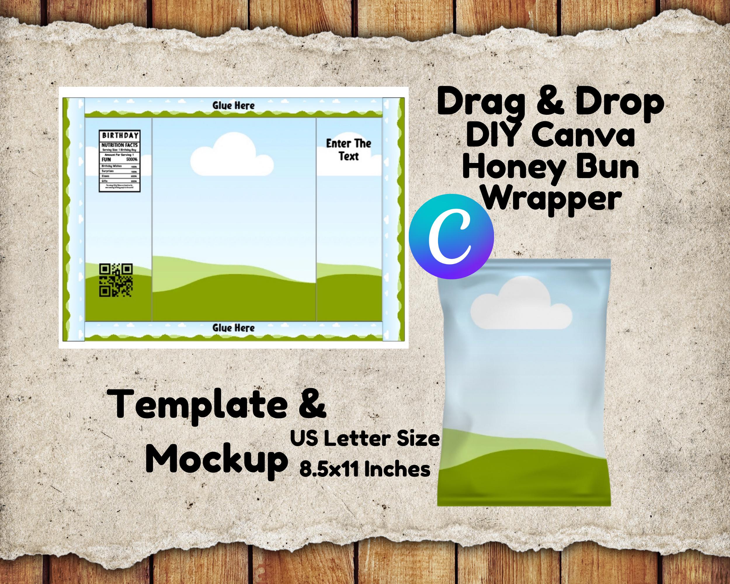 DIY Honey Bun Snack Wrapper Label Template: Editable Canva Design