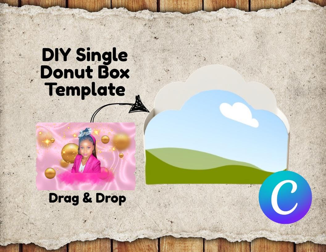 DIY Donut Box Template: Canva Editable Label Wrapper & Mockup