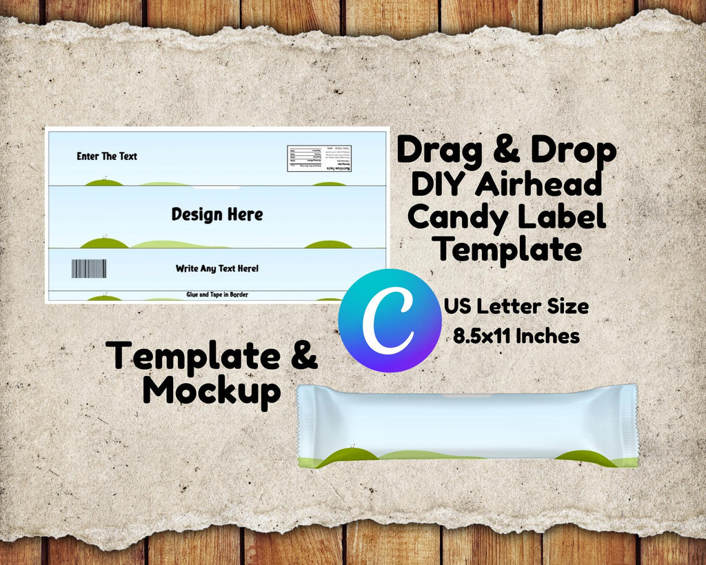 DIY Chewy Taffy Candy Wrapper Label Template: Canva Editable (Digital Download