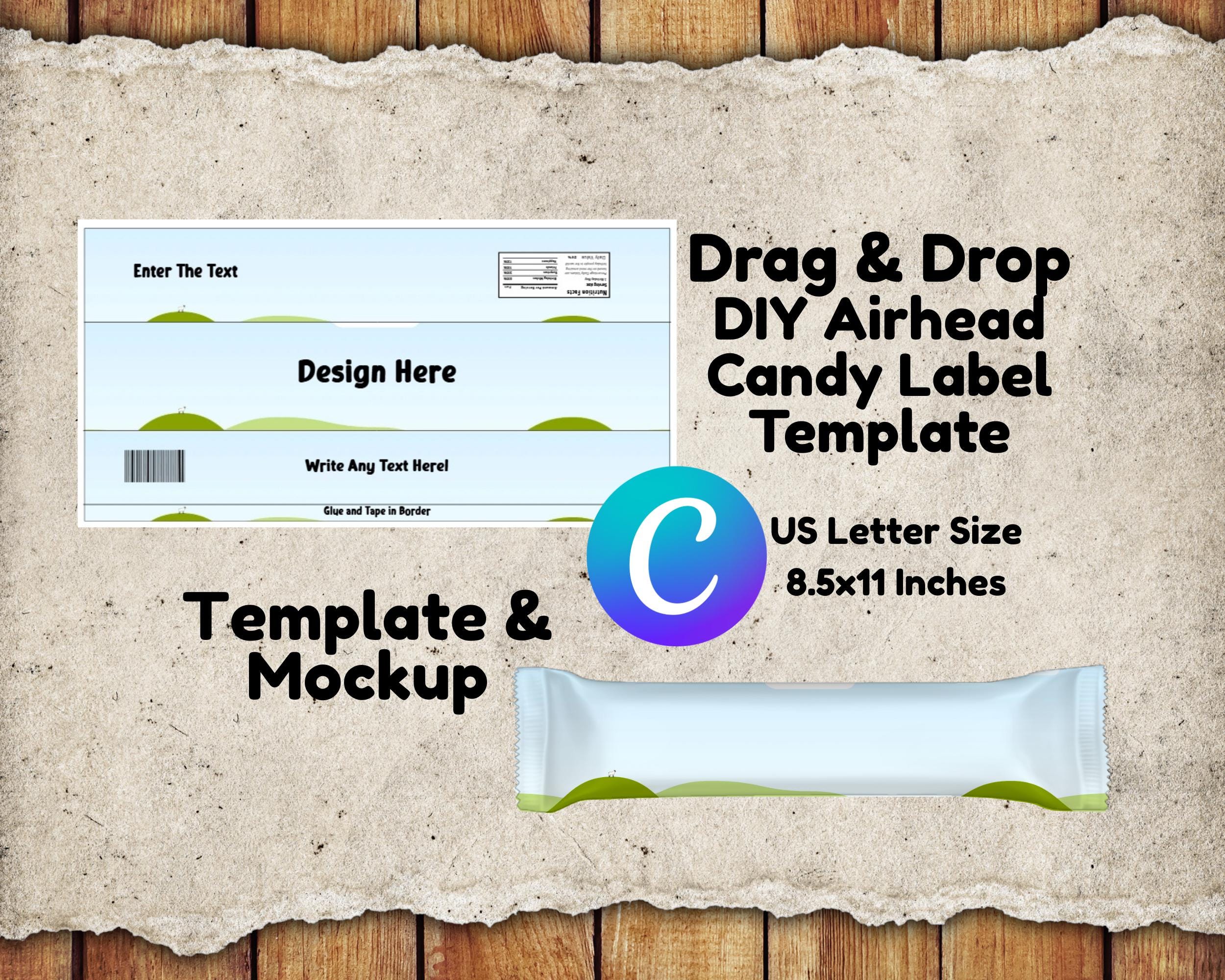 DIY Chewy Taffy Candy Wrapper Label Template: Canva Editable (Digital Download