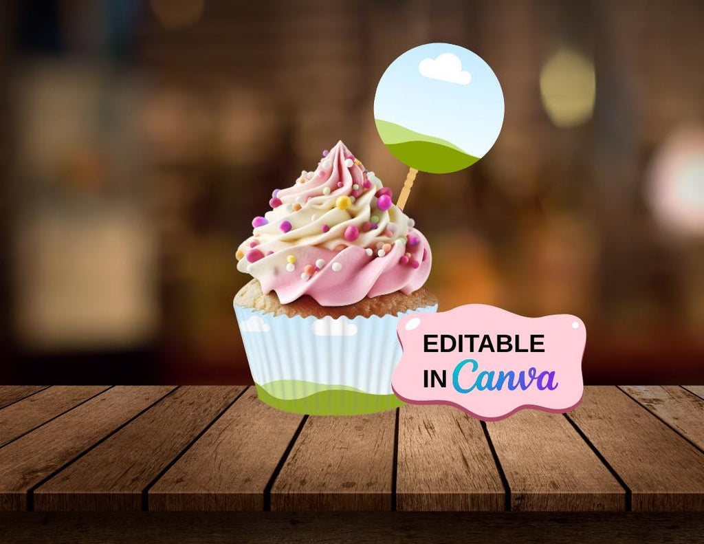 DIY Cupcake Topper and Wrapper Template: Canva Editable Donut Mockup