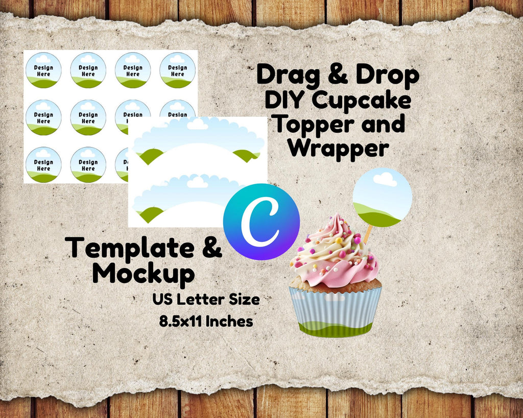 DIY Cupcake Topper and Wrapper Template: Canva Editable Donut Mockup