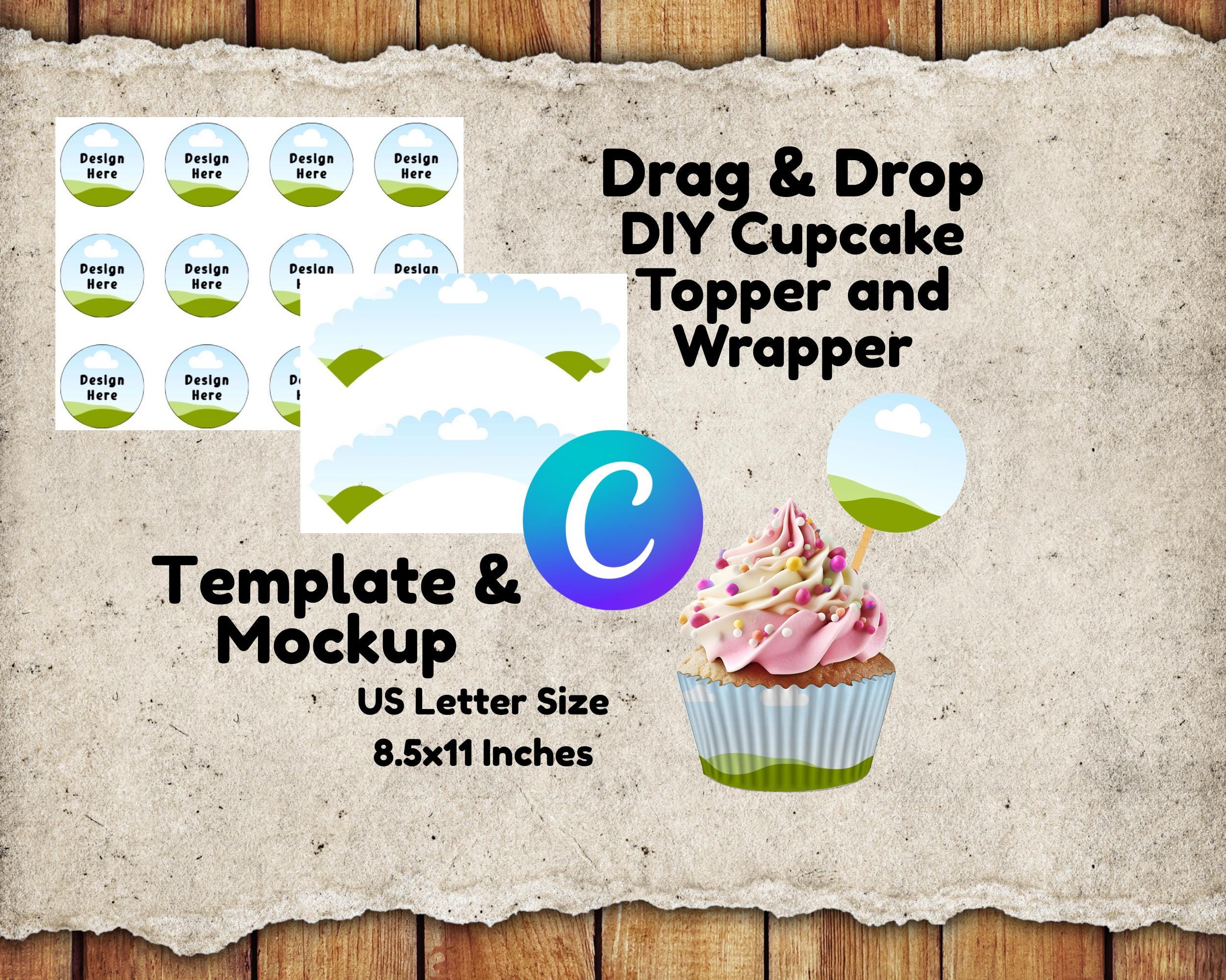 DIY Cupcake Topper and Wrapper Template: Canva Editable Donut Mockup