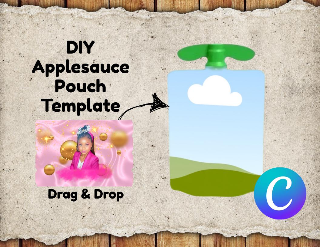 Applesauce Pouch Label Template: DIY Party Favor Wrappers (Canva Editable, Digital Download)