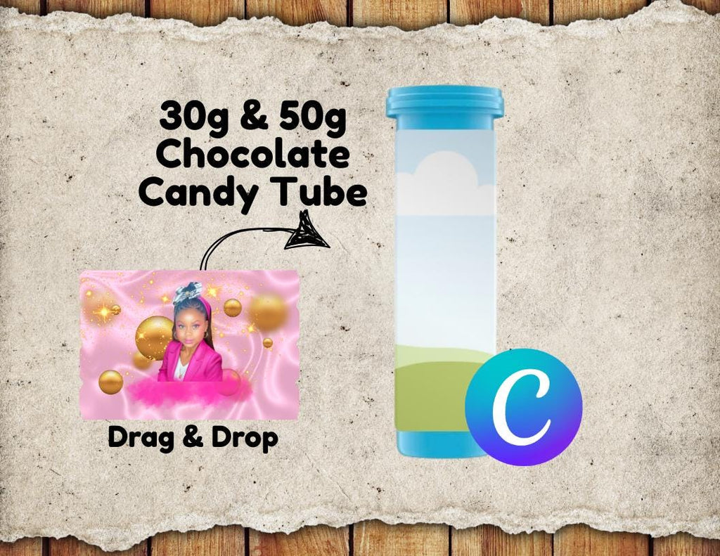DIY Candy Tube Template: Donut Design, Editable Label (Canva, 30/50g)
