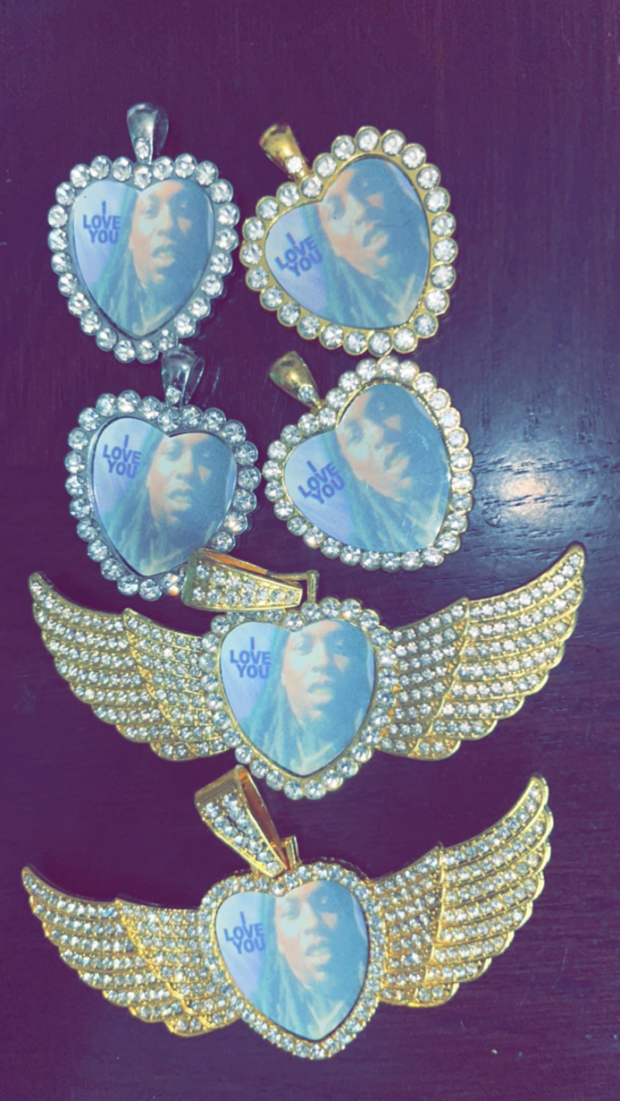 Personalized Angel Wings Photo Pendant: Diamond Studded Custom Necklace