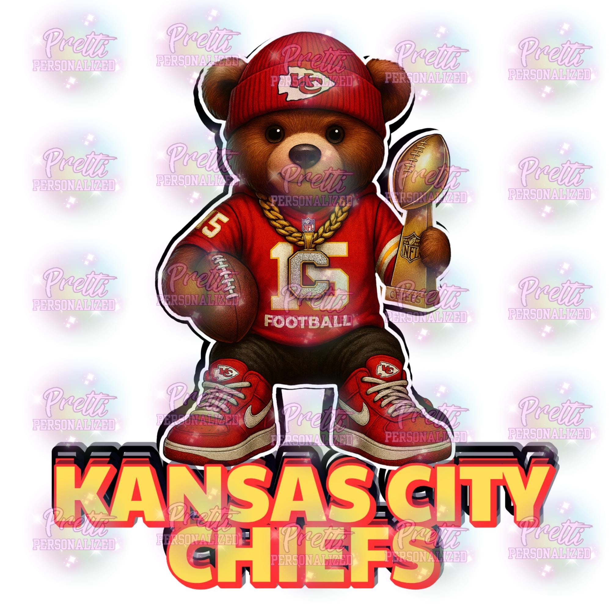 Urban Teddy Bear-Kansas City Chiefs PNG: Football Fan Art (Digital Download)PNG/PDF